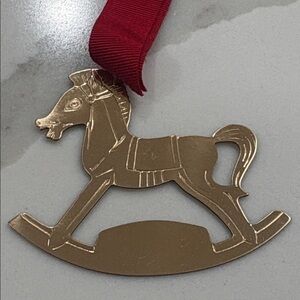 Vintage Brass Rocking‎ Horse Ornament Lillian Vernon Sweden Christmas Decor